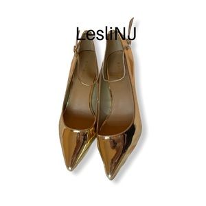 Gold patent reflective point heels - BAMBOO